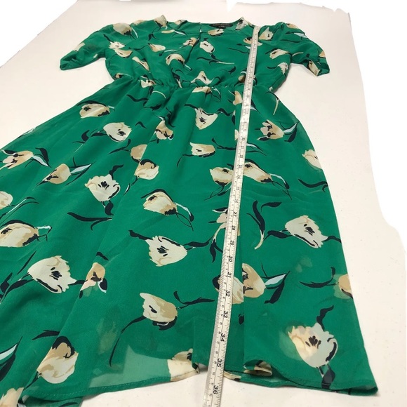 NWT Banana Republic Women’s Asymmetrical Fit & Flare Floral Green Dress 00P - Picture 5 of 9